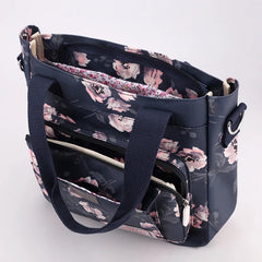 Floral Print Crossbody Bag Nylon Top-Handle Tote Women Handbag