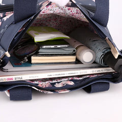 Floral Print Crossbody Bag Nylon Top-Handle Tote Women Handbag