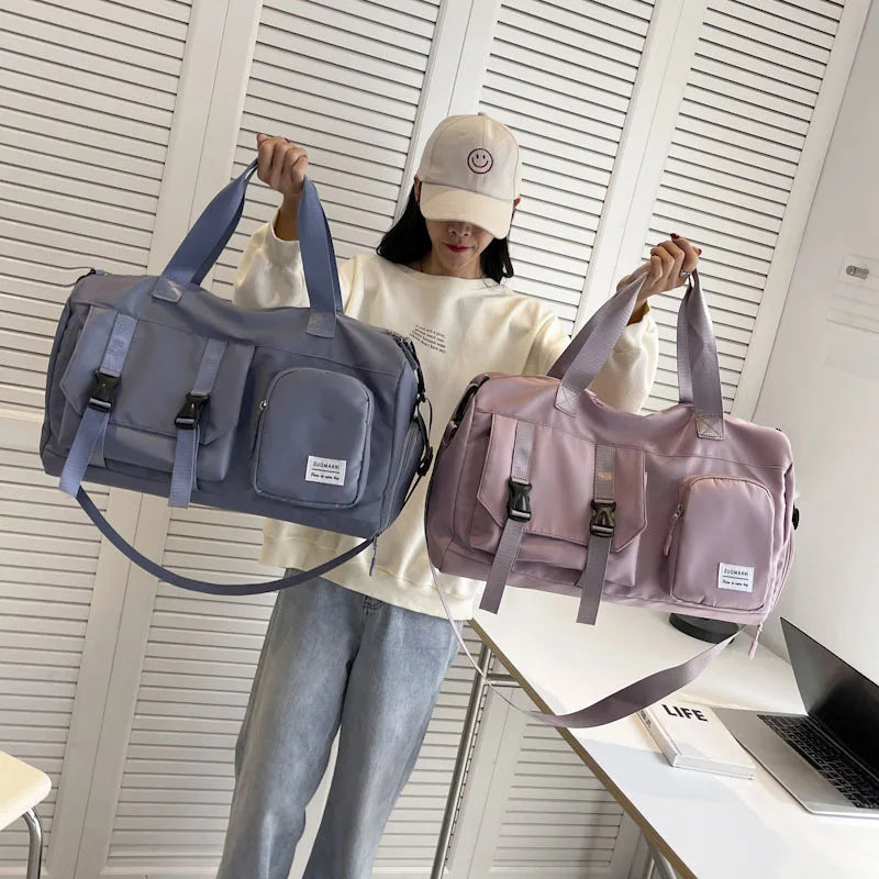 Large Capacity Folding Travel Bag with Dry and Wet Separation Pockets