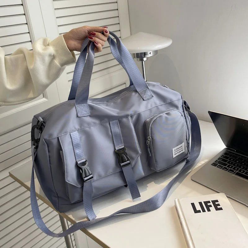 Large Capacity Folding Travel Bag with Dry and Wet Separation Pockets