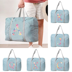 Pink Letter Print Large Capacity Travel Tote Handbag Duffle Bag