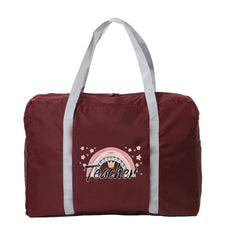 Teacher Print Tote Handbag Travel Duffle Bag Large Capacity Folding Travel Bag