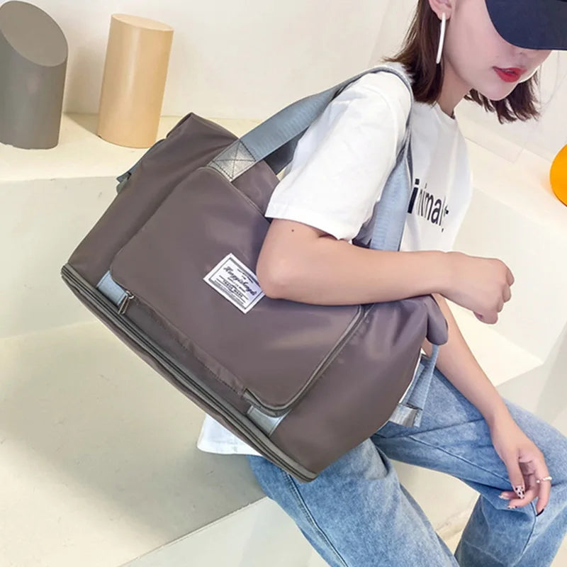Large Folding Travel Bag Waterproof Tote Duffle Gym Yoga Storage Shoulder