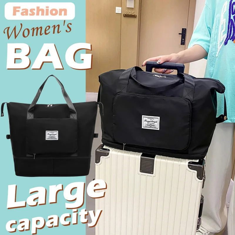 Large Folding Travel Bag Waterproof Tote Duffle Gym Yoga Storage Shoulder