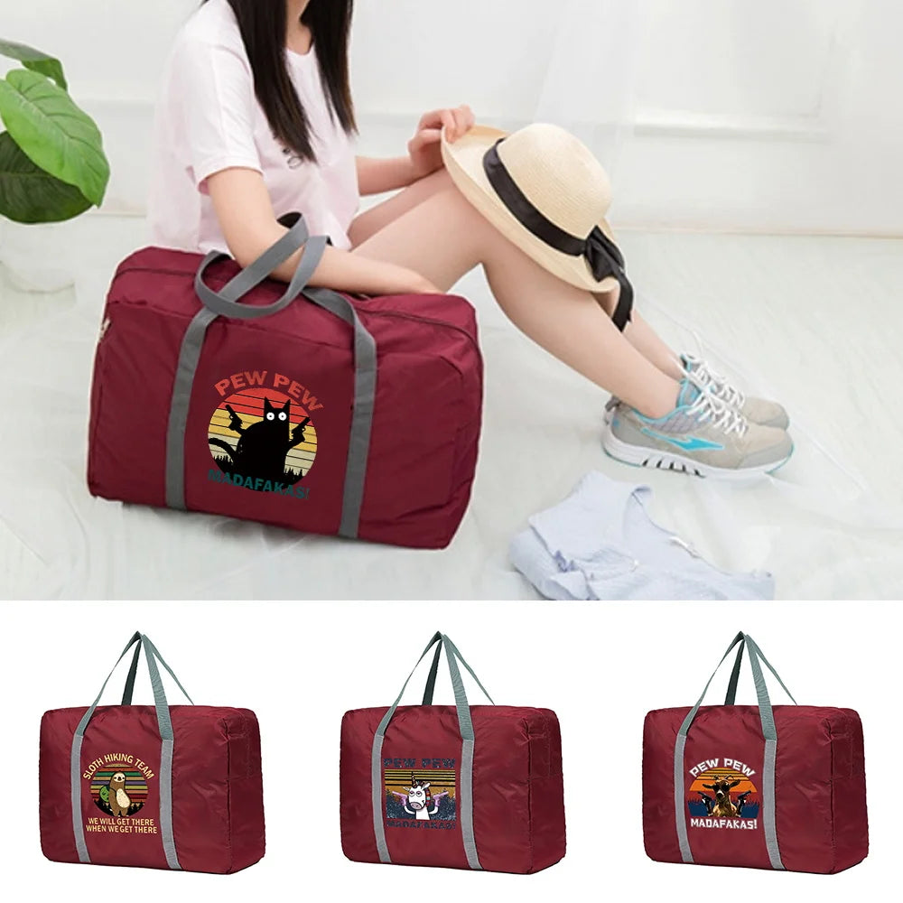 Large Capacity Travel Bag Pew Print Luggage Tote Duffle Gym Yoga Shoulder Bag