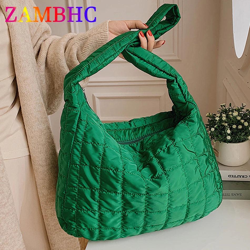 Large Capacity Green Women Shopping Bag Winter Style Ladies Sac Hand Bag