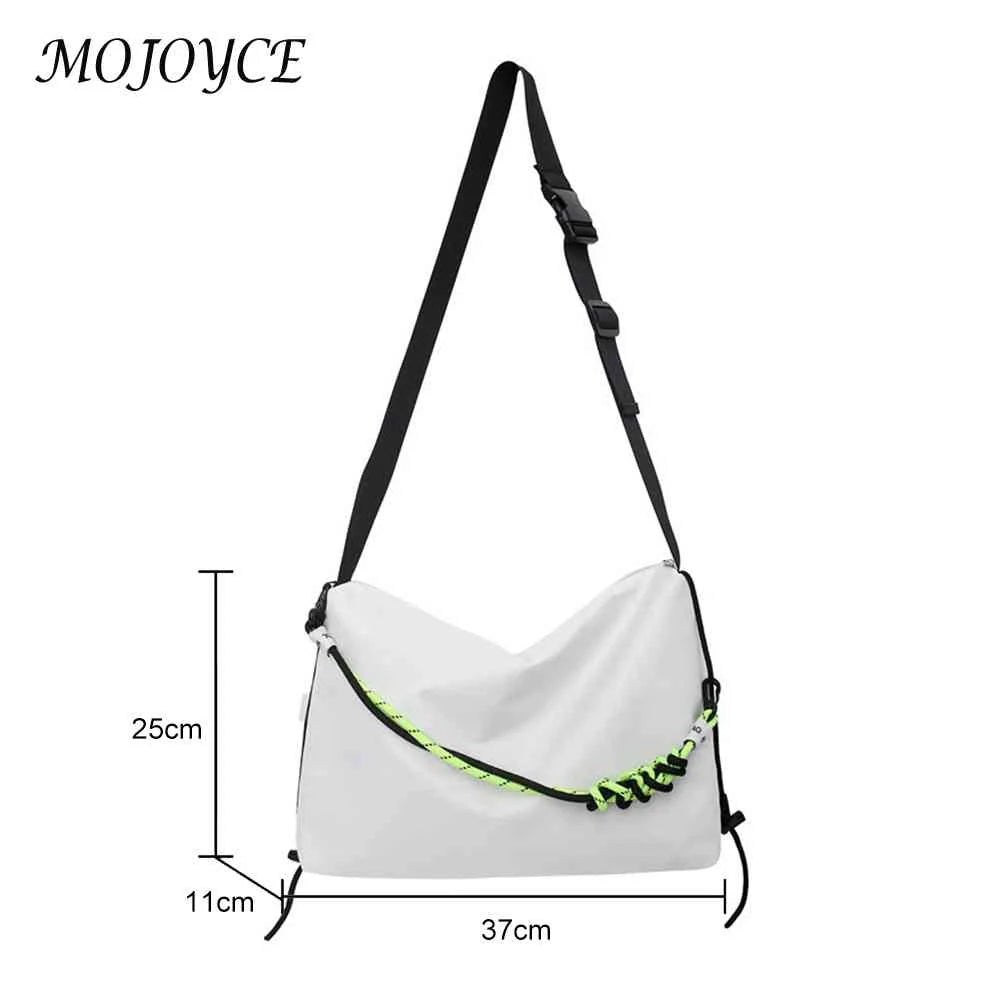 Large Capacity Shoulder Tote Bag with Green Ribbon for Travel Sports Cycling