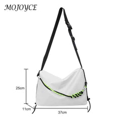 Large Capacity Shoulder Tote Bag with Green Ribbon for Travel Sports Cycling