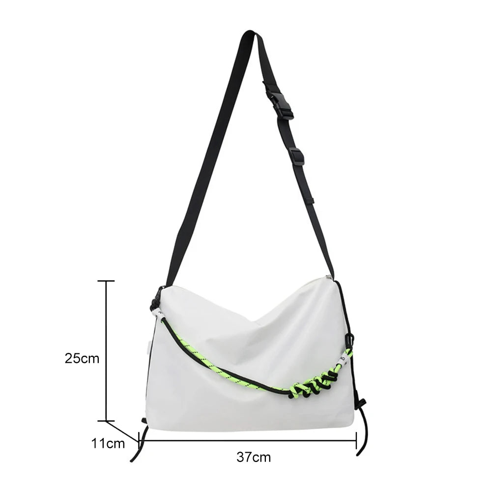 Large Capacity Handbag Men Women Shoulder Tote Bag with Green Ribbon