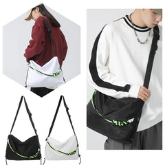 Large Capacity Handbag Men Women Shoulder Tote Bag with Green Ribbon