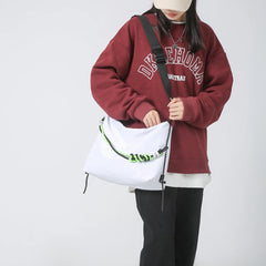Large Capacity Handbag Men Women Shoulder Tote Bag with Green Ribbon
