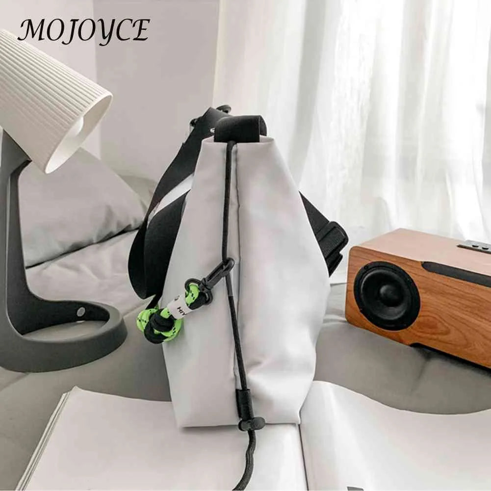Large Capacity Shoulder Tote Bag with Green Ribbon for Travel Sports Cycling