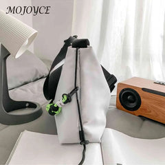 Large Capacity Shoulder Tote Bag with Green Ribbon for Travel Sports Cycling