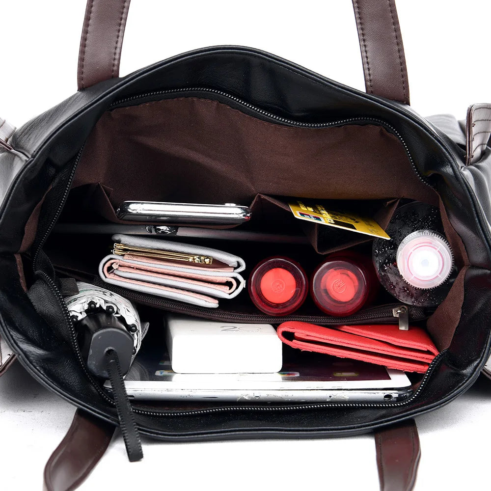 Large Capacity Soft Leather Shoulder Crossbody Bag Retro Tote Satchel Handbag