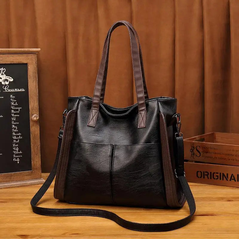 Large Capacity Soft Leather Shoulder Crossbody Bag Retro Tote Satchel Handbag
