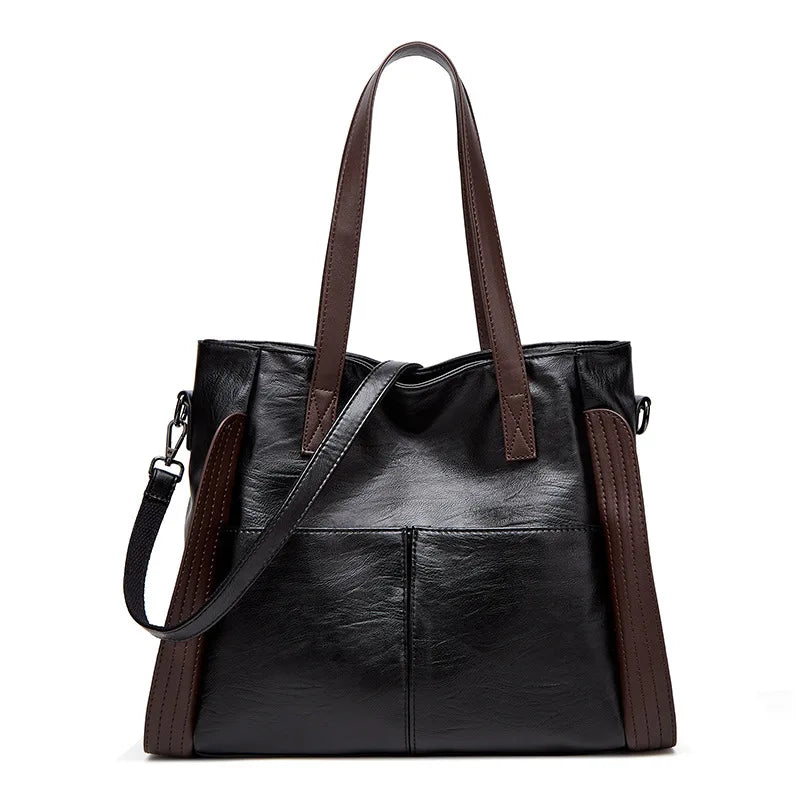 Large Capacity Soft Leather Shoulder Crossbody Bag Retro Tote Satchel Handbag