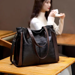 Large Capacity Soft Leather Shoulder Crossbody Bag Retro Tote Satchel Handbag