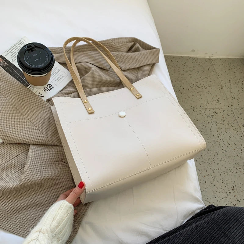 Large Capacity Quilted Shoulder Bag Women Vintage Tote