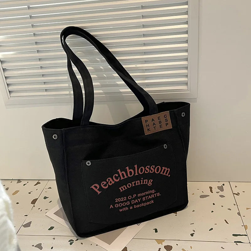 Large Capacity Shoulder Bags Canvas Tote Bags High Letter Vintage