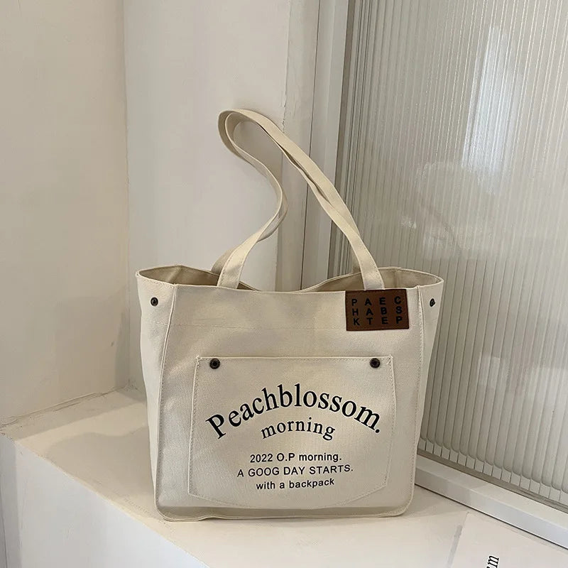 Large Capacity Shoulder Bags Canvas Tote Bags High Letter Vintage