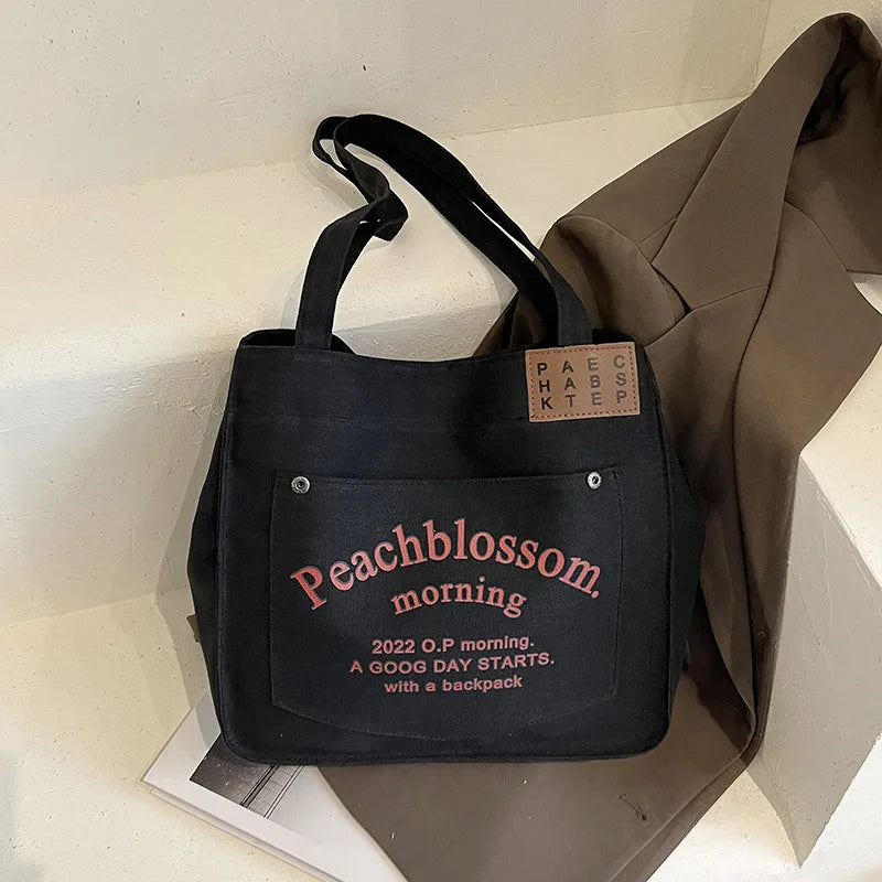 Large Capacity Shoulder Bags Canvas Tote Bags High Letter Vintage