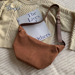 Large Capacity Hobos Bag Vintage Nubuck PU leather Shoulder Bag