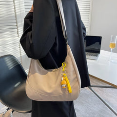 Large Capacity Hobo Shoulder Bag with Snowman Pendant Crossbody Bags for Women