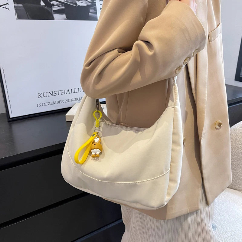 Large Capacity Hobo Shoulder Bag with Snowman Pendant Crossbody Bags for Women