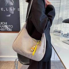 Large Capacity Hobo Shoulder Bag with Snowman Pendant Crossbody Bags for Women