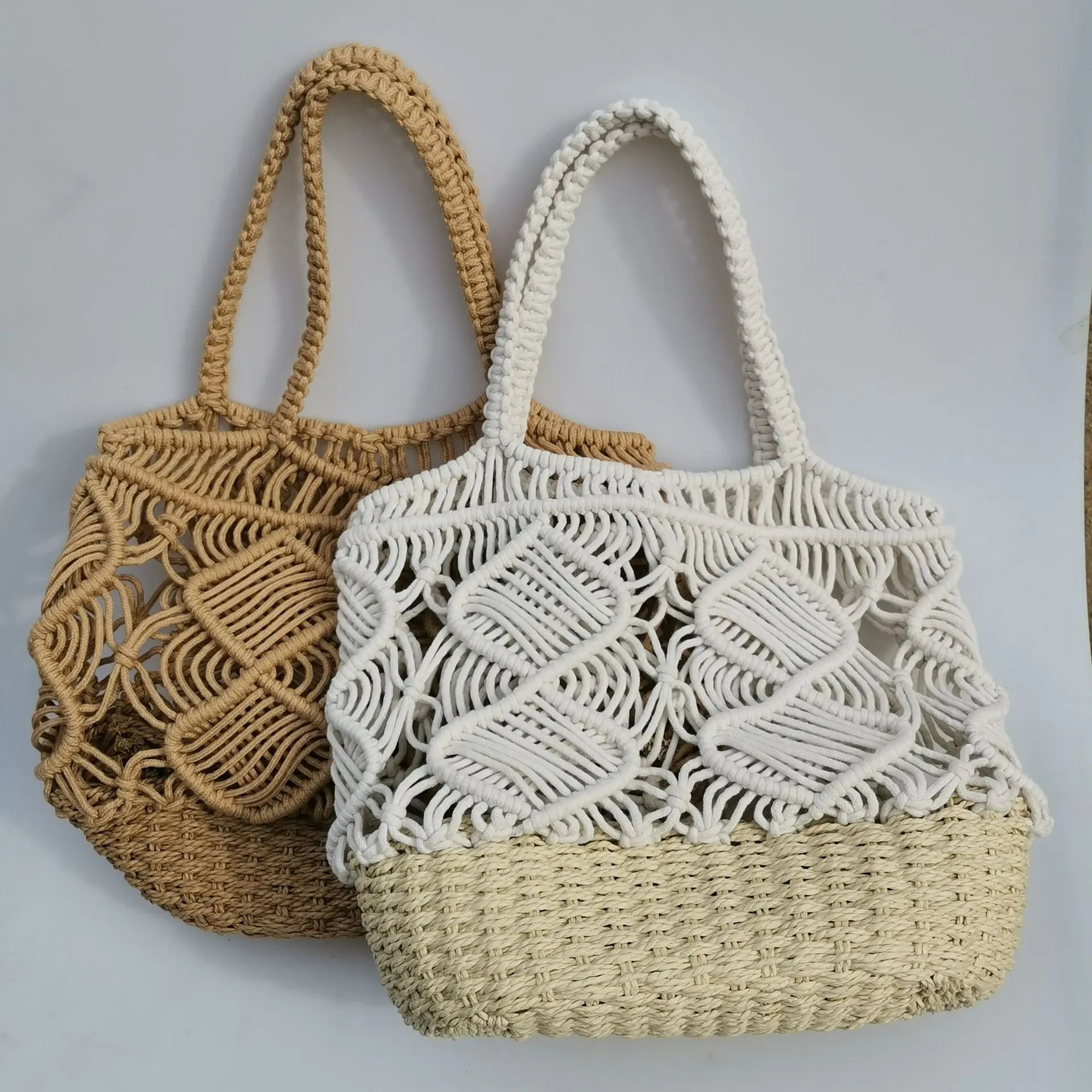 Hollow Straw Woven Women Shoulder Bag Beach Straw Tote Bag