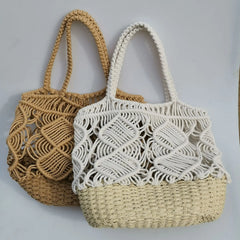 Hollow Straw Woven Women Shoulder Bag Beach Straw Tote Bag
