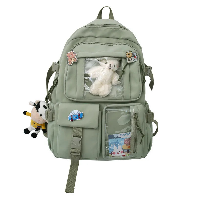 Large Capacity Girl Backpack High School Student Schoolbag Preppy Style Travel B