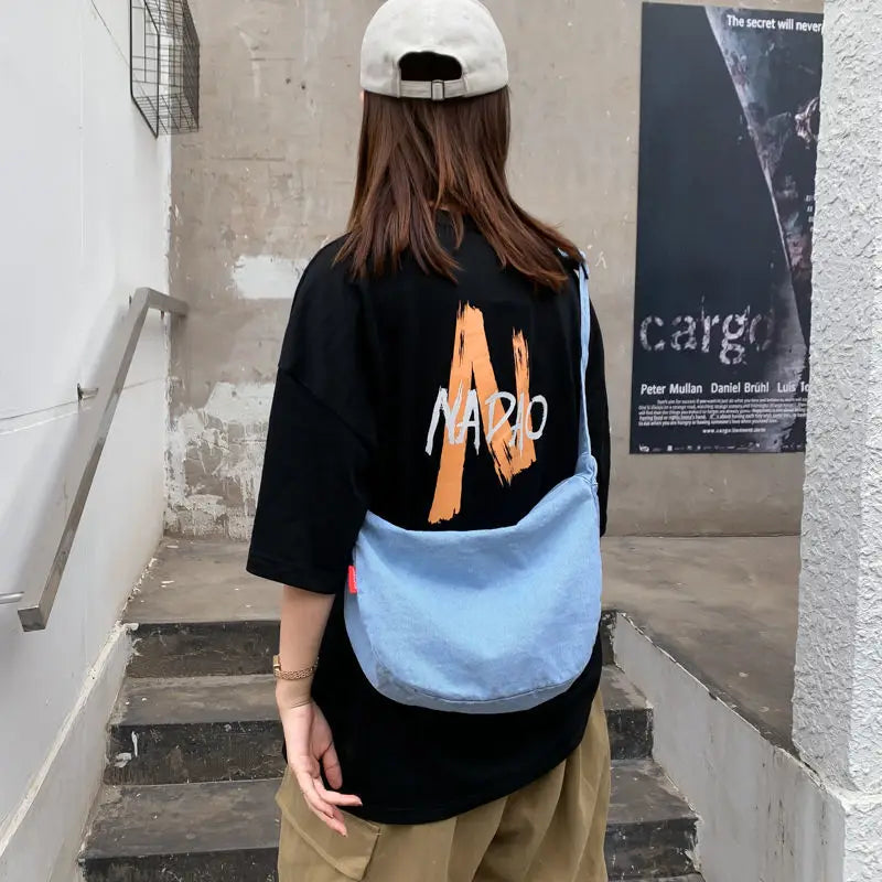 Large Capacity Denim Women Tote Shoulder Bag Casual Handbag Messenger Bag