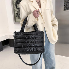 Large Capacity Women's Down Shoulder Bag Space Cotton Handbag
