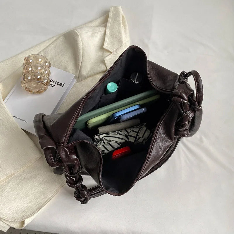 Large Capacity Vintage Leather Tote Bag for Women