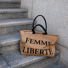 Large Capacity Lady Tote Bag Canvas Letters Shoulder Bag