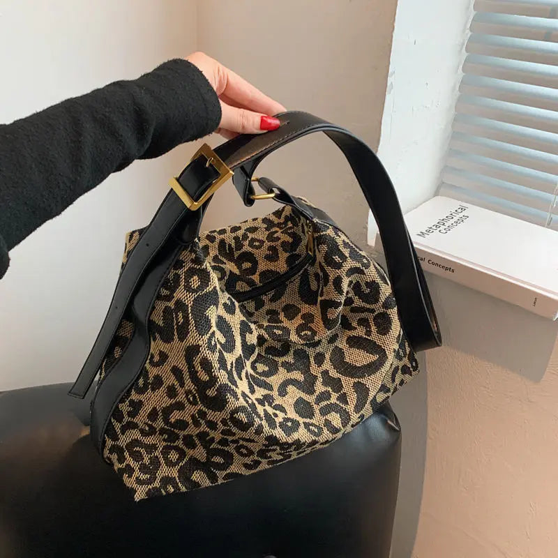 Leopard Shoulder Bags Women Crossbody Canvas Handbags Harajuku Totes
