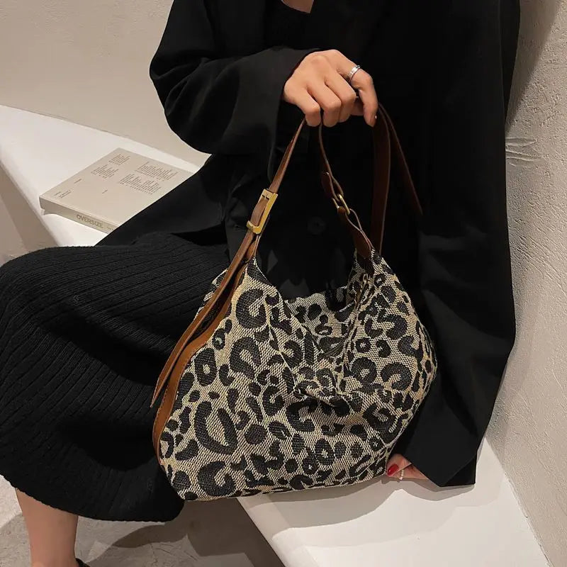 Leopard Shoulder Bags Women Crossbody Canvas Handbags Harajuku Totes