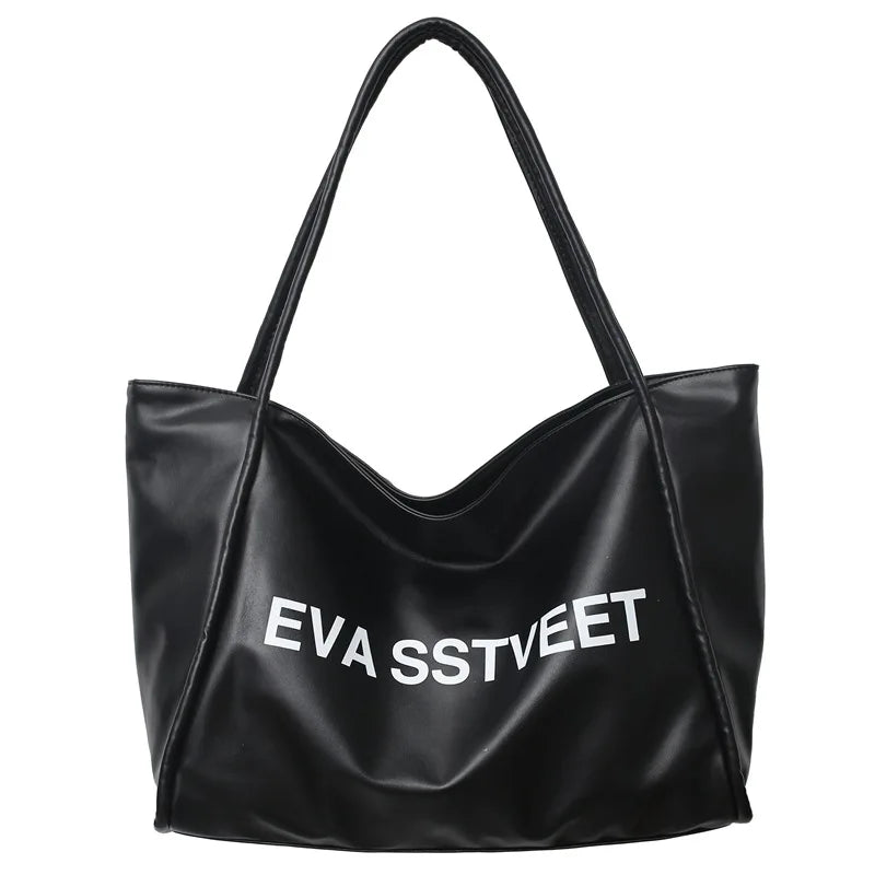 Large Capacity Letter PU Tote Bags for Women Street Travel Ladies Handbags