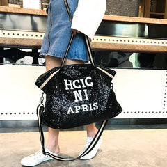 Large Capacity Sequin National Tote Shoulder Bag Women Messenger Bag