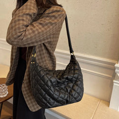 Large Capacity Cotton Shoulder Bag Winter Ladies Hobo Crossbody Travel Handbag