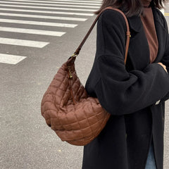 Large Capacity Cotton Shoulder Bag Winter Ladies Hobo Crossbody Travel Handbag