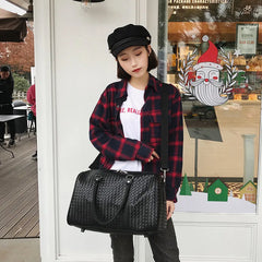 Waterproof PU Leather Travel Bag Shoulder Handbag Fitness Duffle Luggage