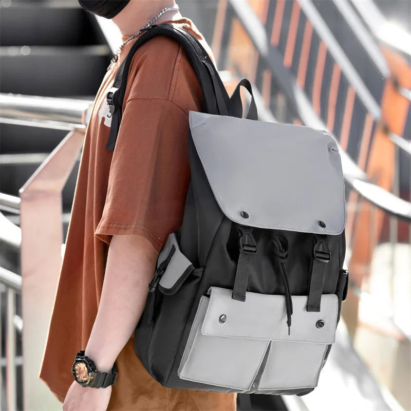 Large Capacity Men Backpack Laptop 15.6 Inch Water Proof Oxford Gray