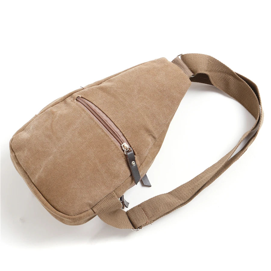 Men Chest Bag Single Shoulder Back Bag Canvas Travel Crossbody