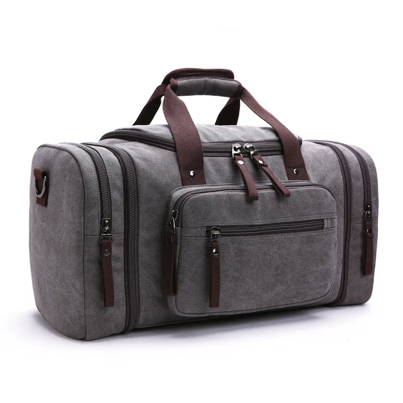 Men Canvas Travel Duffle Bags Large Capacity Weekend Bag