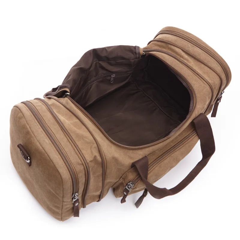 Men Canvas Travel Duffle Bags Large Capacity Weekend Bag