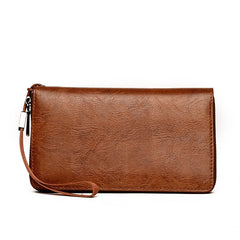 Men's Clutch Hand Bag Hollow Out Long Wallet PU Leather Money Purse