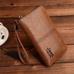 Men's Clutch Hand Bag Hollow Out Long Wallet PU Leather Money Purse