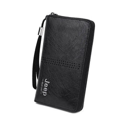 Men's Clutch Hand Bag Hollow Out Long Wallet PU Leather Money Purse